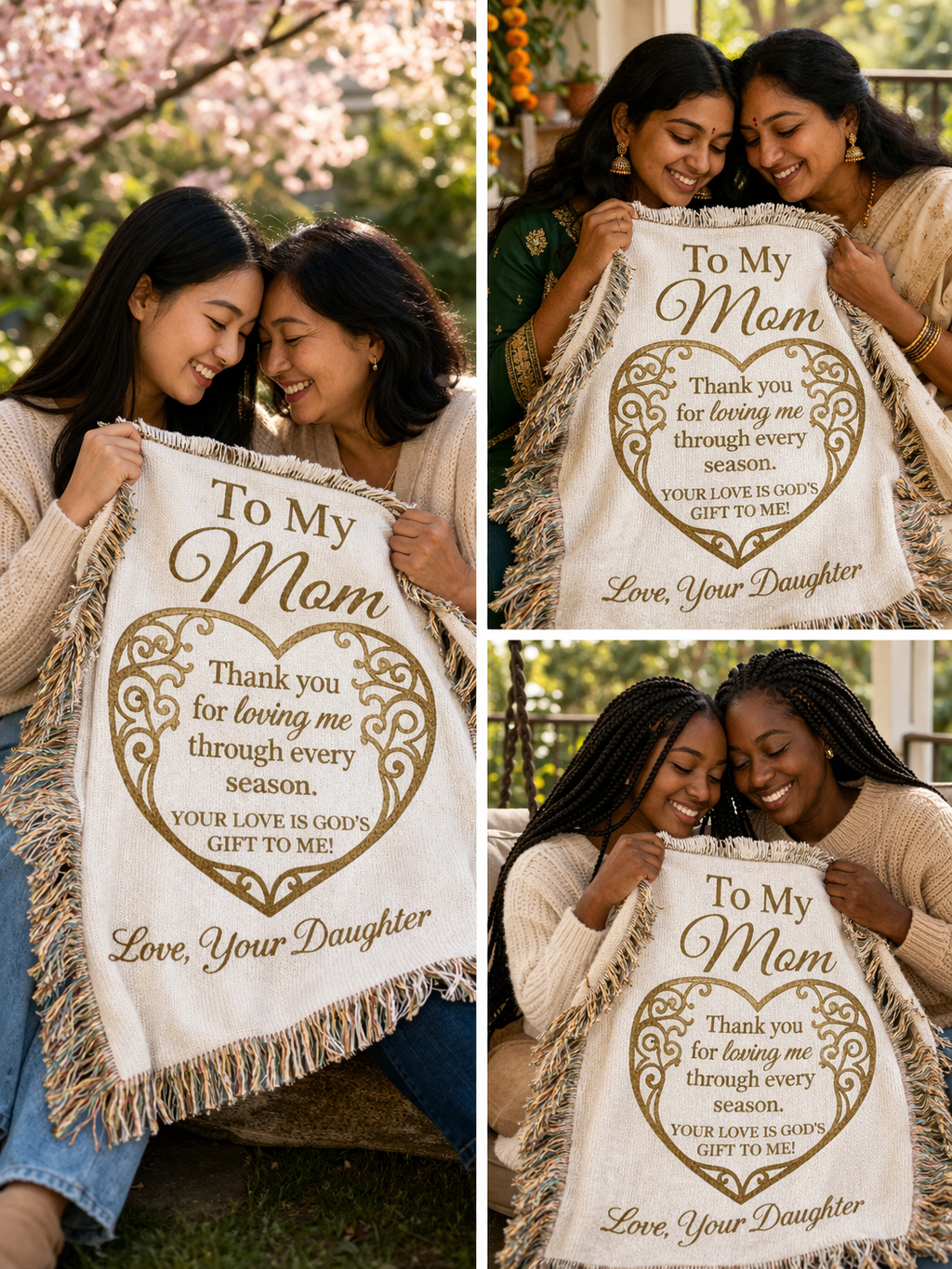To My Mom Blanket from Daughter | Christian Faith Gift for Mom | Thank You for Loving Me Woven Blanket