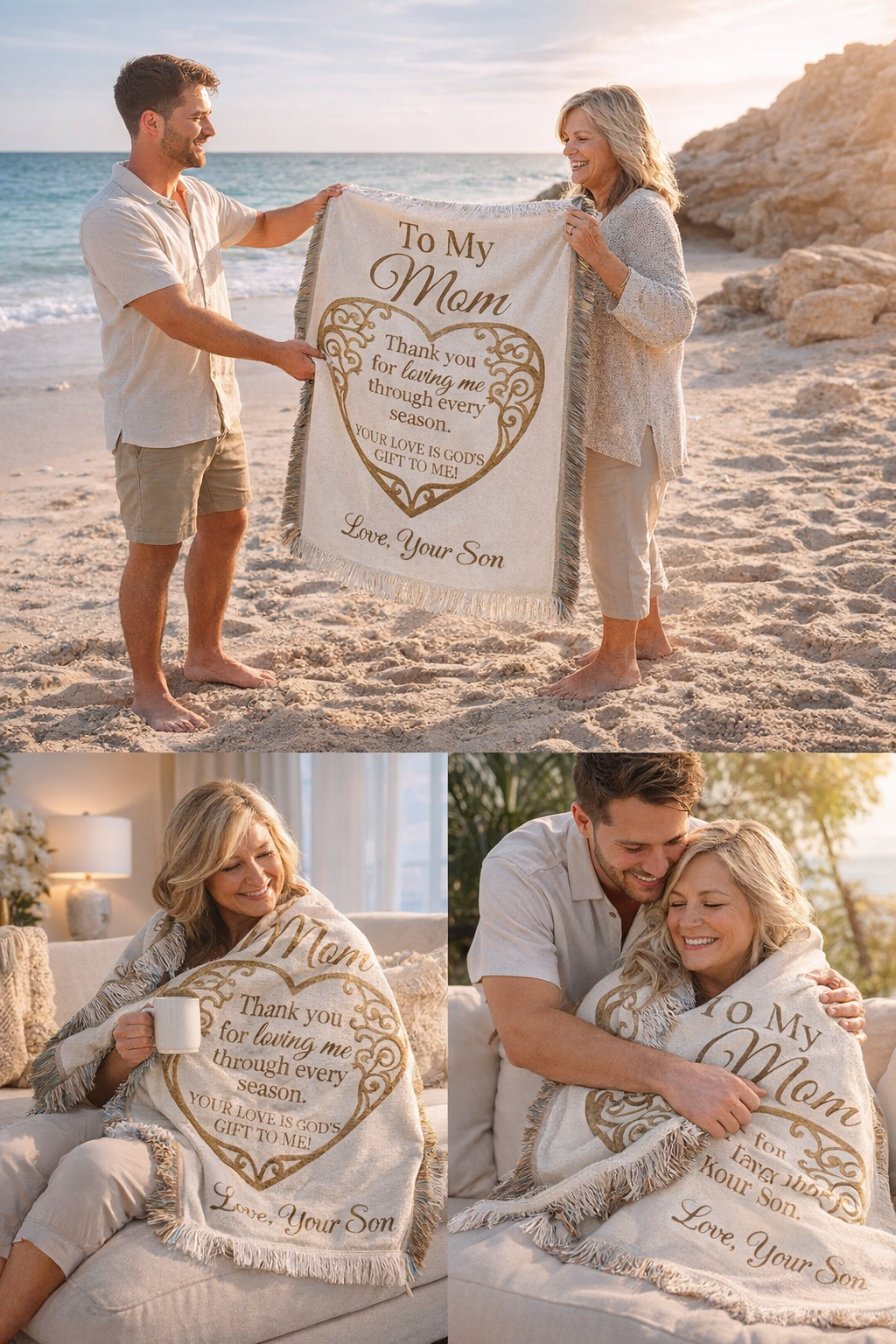 To My Mom Christian Woven Blanket | Thank You for Loving Me Gift from Son | Elegant Faith Blanket for Mom