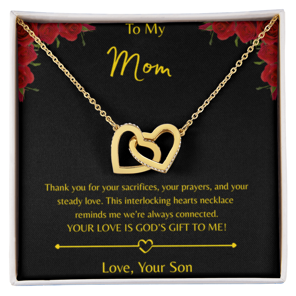 To My Mom – Double Heart Necklace (Interlocking Hearts) - Love Your Son