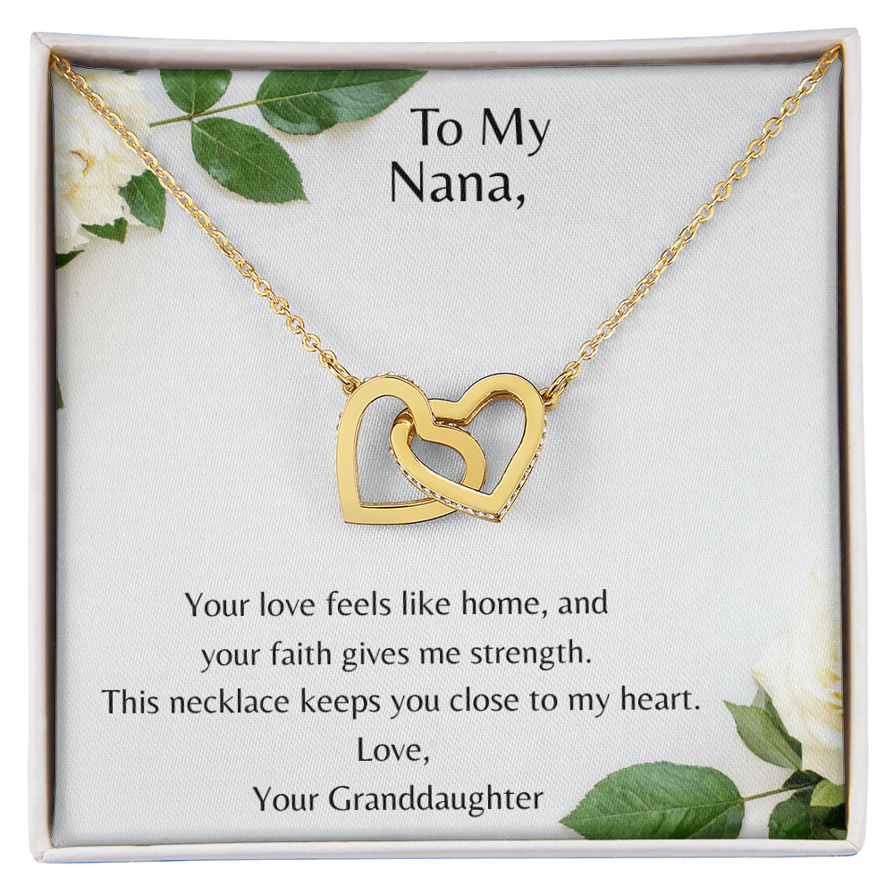 To My Nana – Double Heart - Interlocking Hearts Necklace - Your Love Feels Like Home