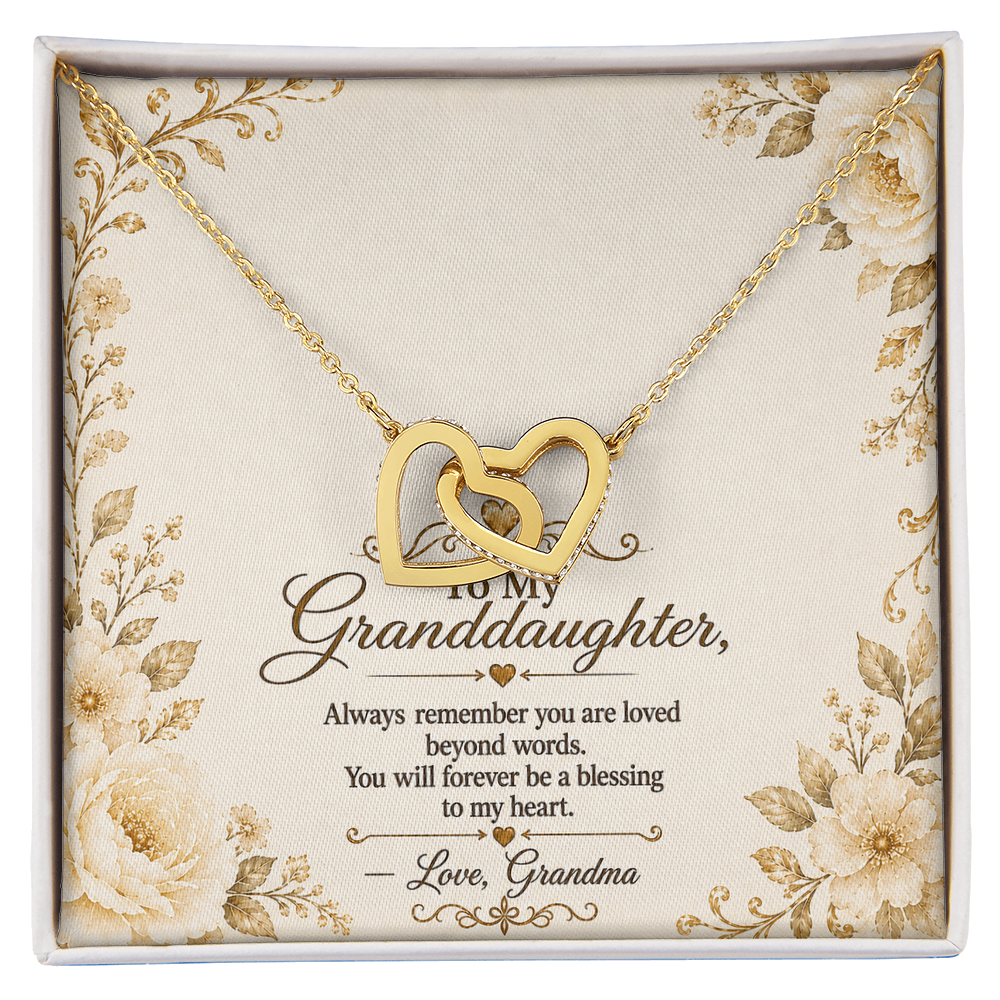 To My Granddaughter - Double Heart - Interlocking Hearts Necklace
