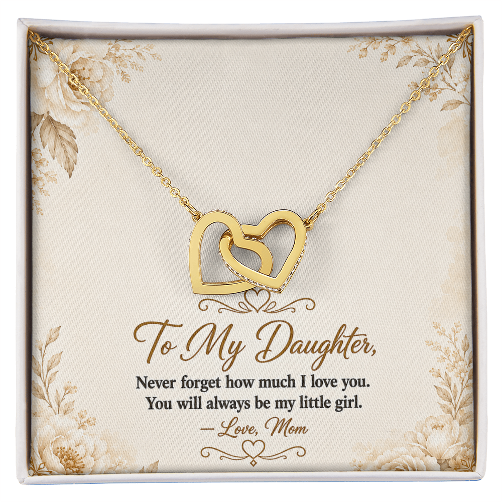To My Daughter - Double Heart -  Interlocking Hearts Necklace