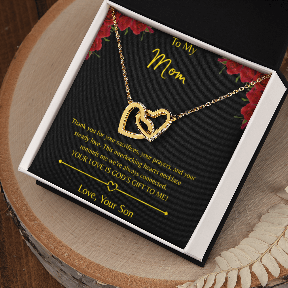 To My Mom – Double Heart Necklace (Interlocking Hearts) - Love Your Son