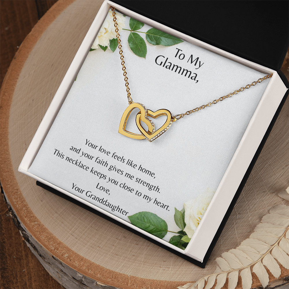 To My Glamma  –  Double  Heart - Interlocking Hearts Necklace -  Your Love Feels Like Home