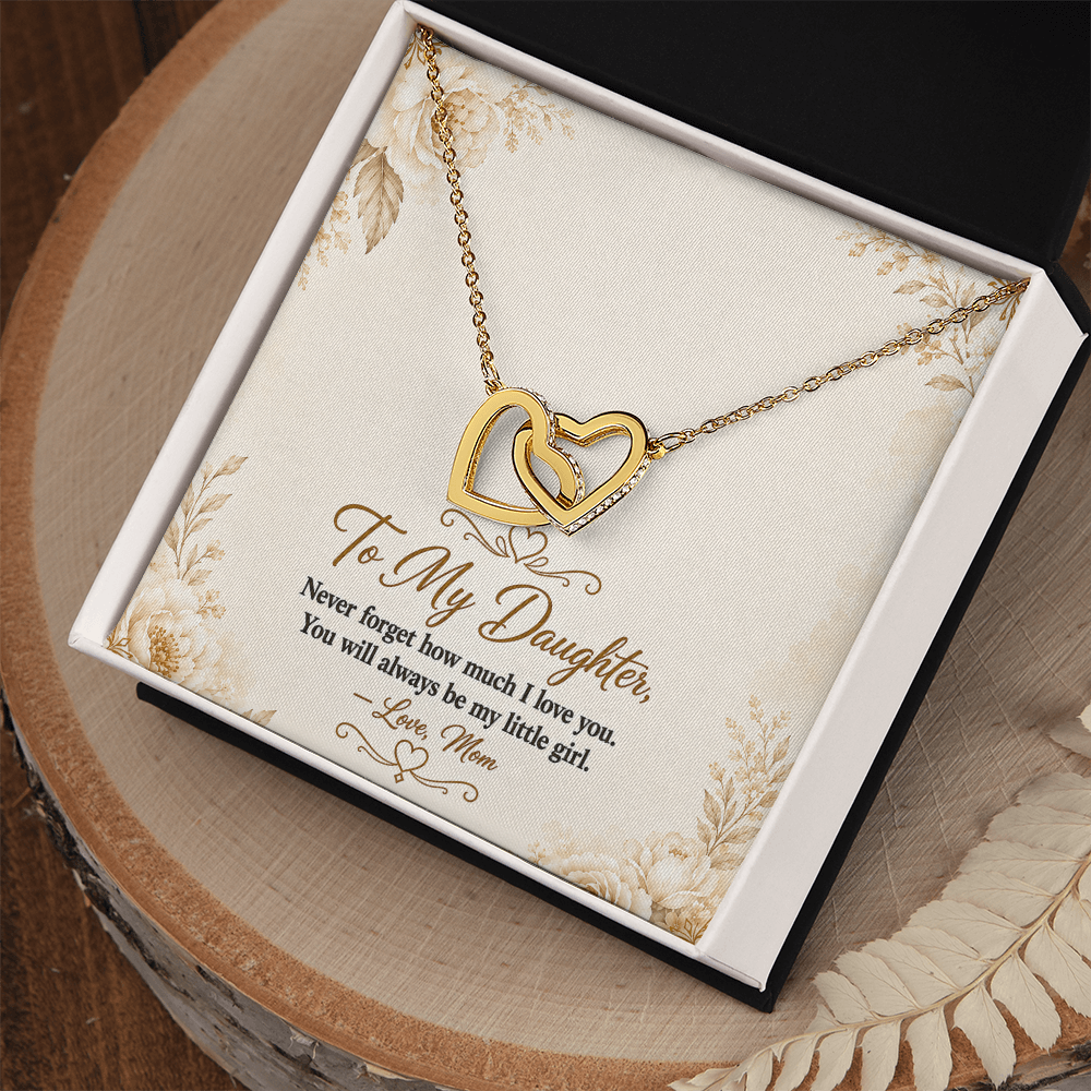 To My Daughter - Double Heart -  Interlocking Hearts Necklace