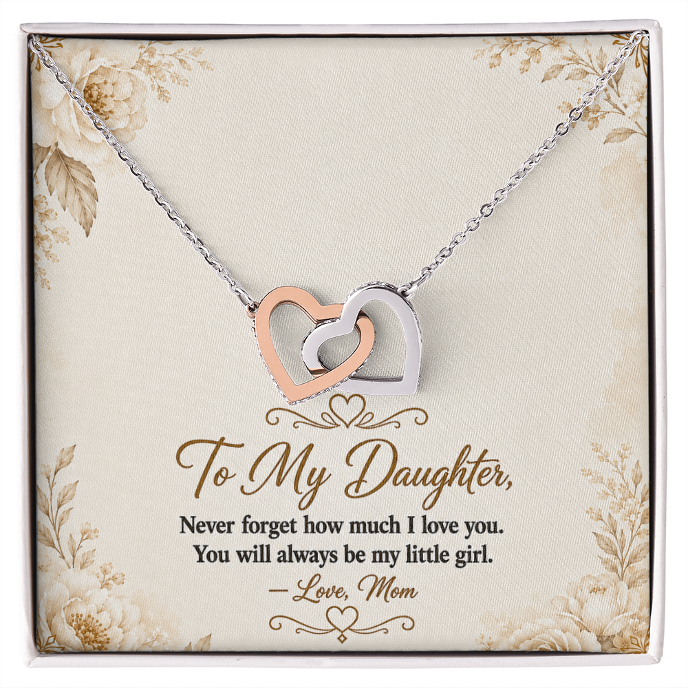 To My Daughter - Double Heart -  Interlocking Hearts Necklace