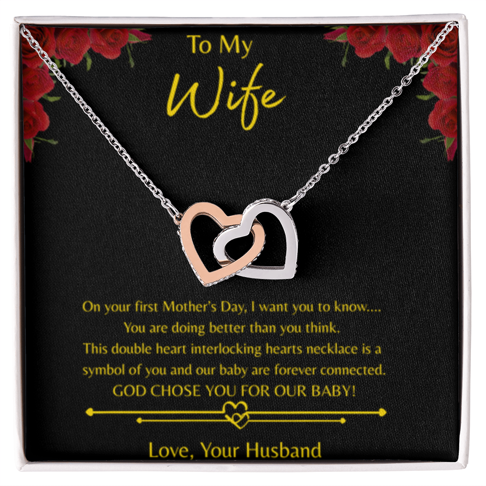To My Wife - The New Mom – Double Heart Interlocking Hearts Necklace