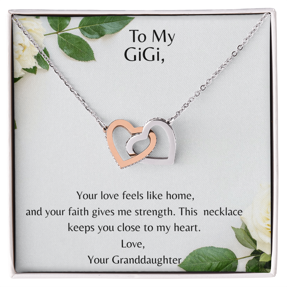 To My GiGi – Double Heart  - Interlocking Hearts Necklace - Your Love Feels Like Home