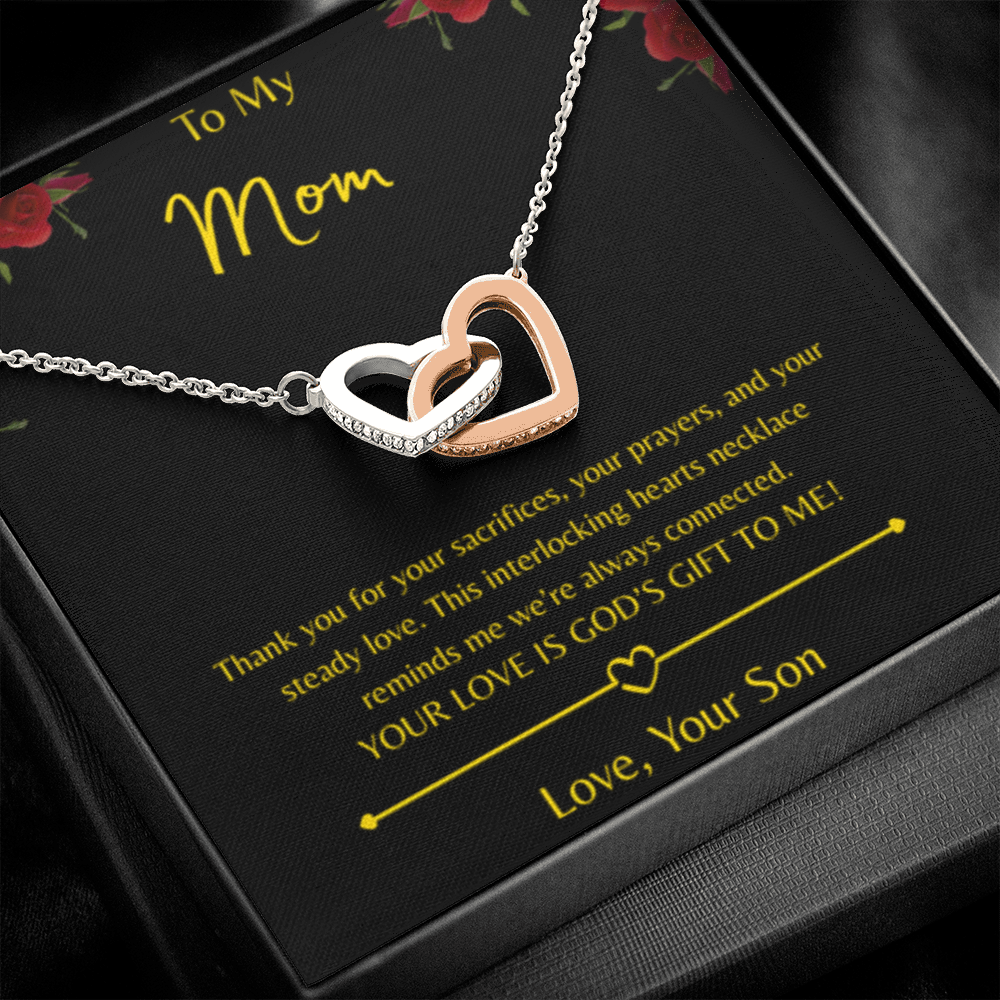 To My Mom – Double Heart Necklace (Interlocking Hearts) - Love Your Son