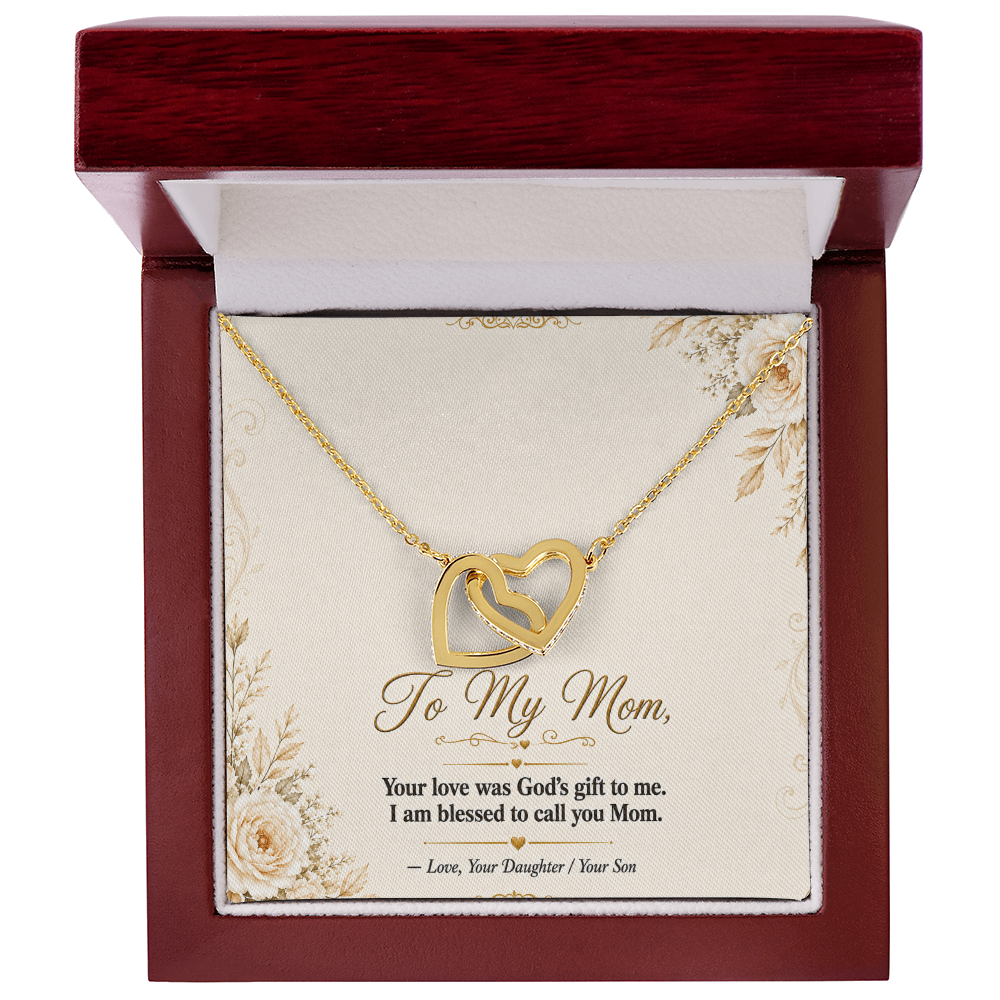 To My Mom - Double  Hearts - Interlocking Hearts Necklace