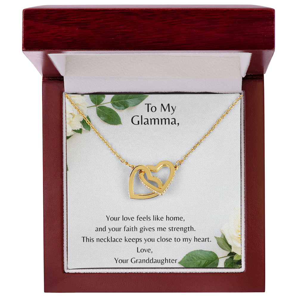 To My Glamma  –  Double  Heart - Interlocking Hearts Necklace -  Your Love Feels Like Home