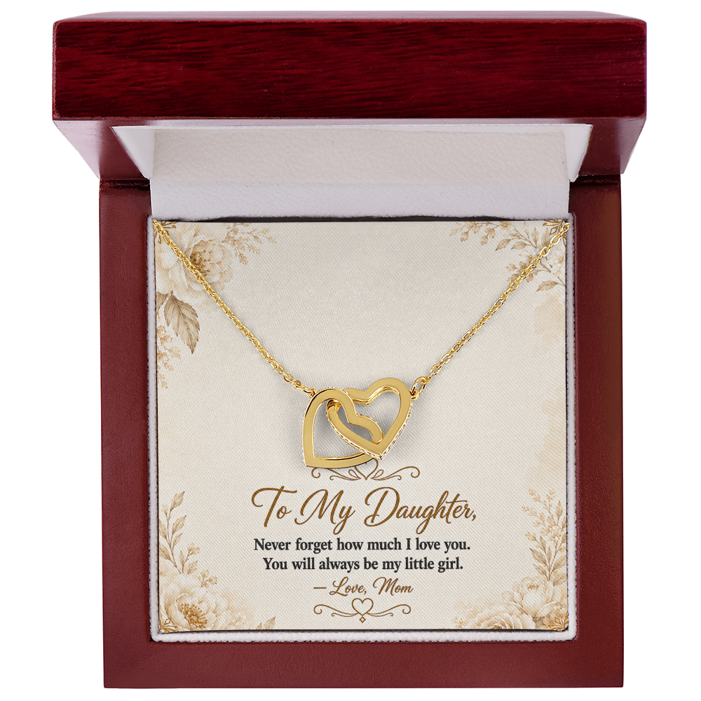 To My Daughter - Double Heart -  Interlocking Hearts Necklace