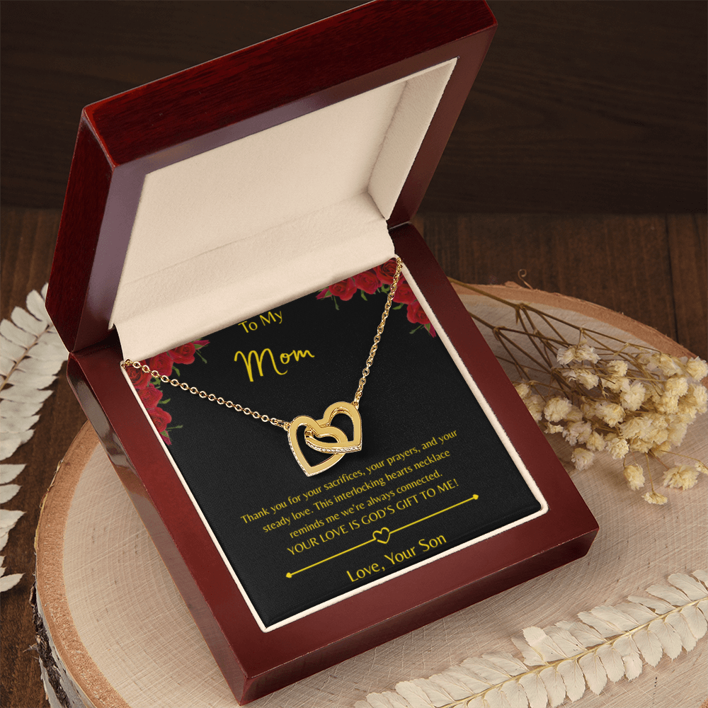 To My Mom – Double Heart Necklace (Interlocking Hearts) - Love Your Son