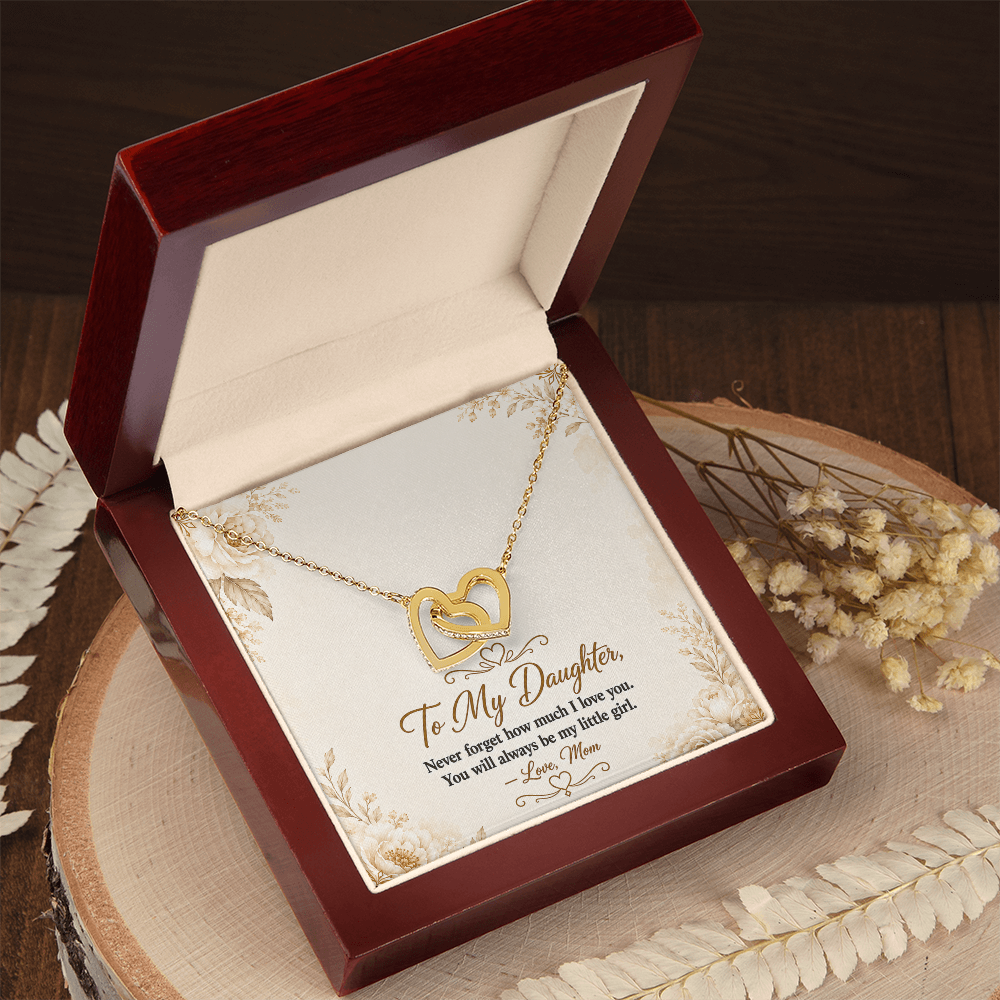 To My Daughter - Double Heart -  Interlocking Hearts Necklace