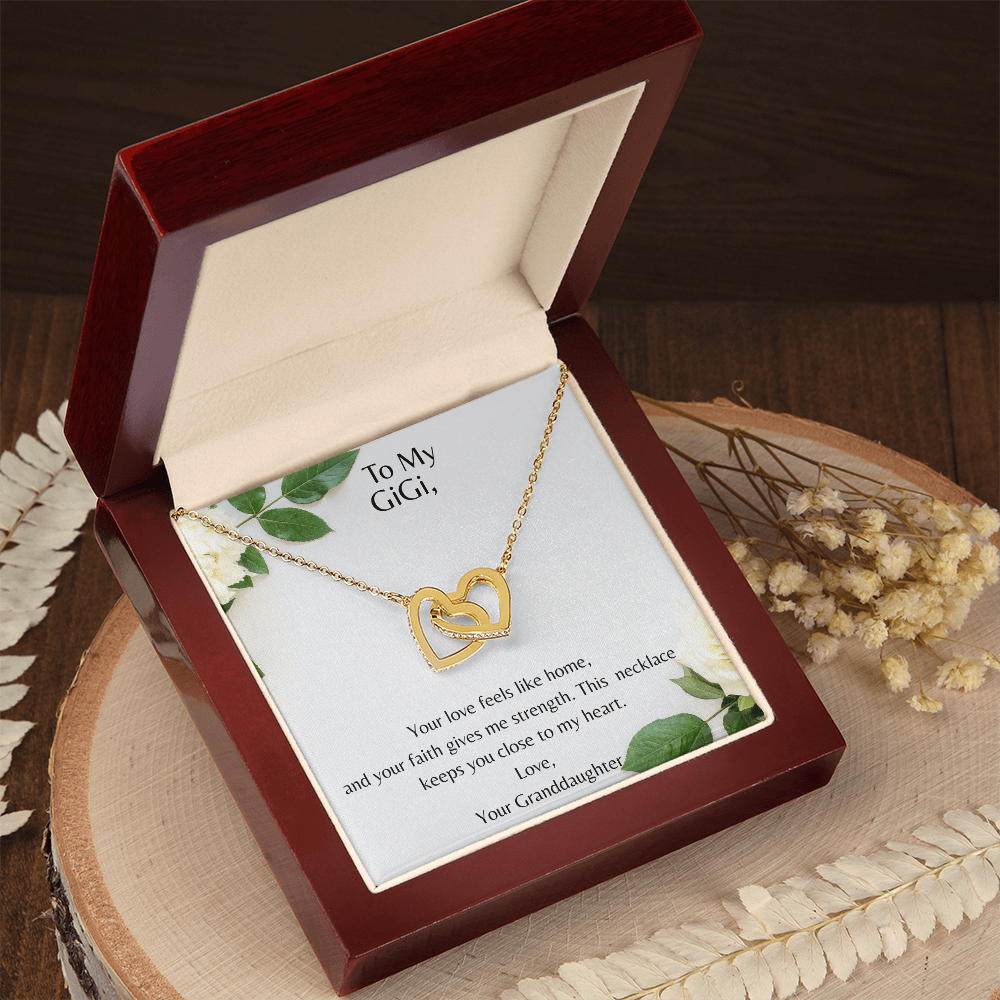 To My GiGi – Double Heart  - Interlocking Hearts Necklace - Your Love Feels Like Home