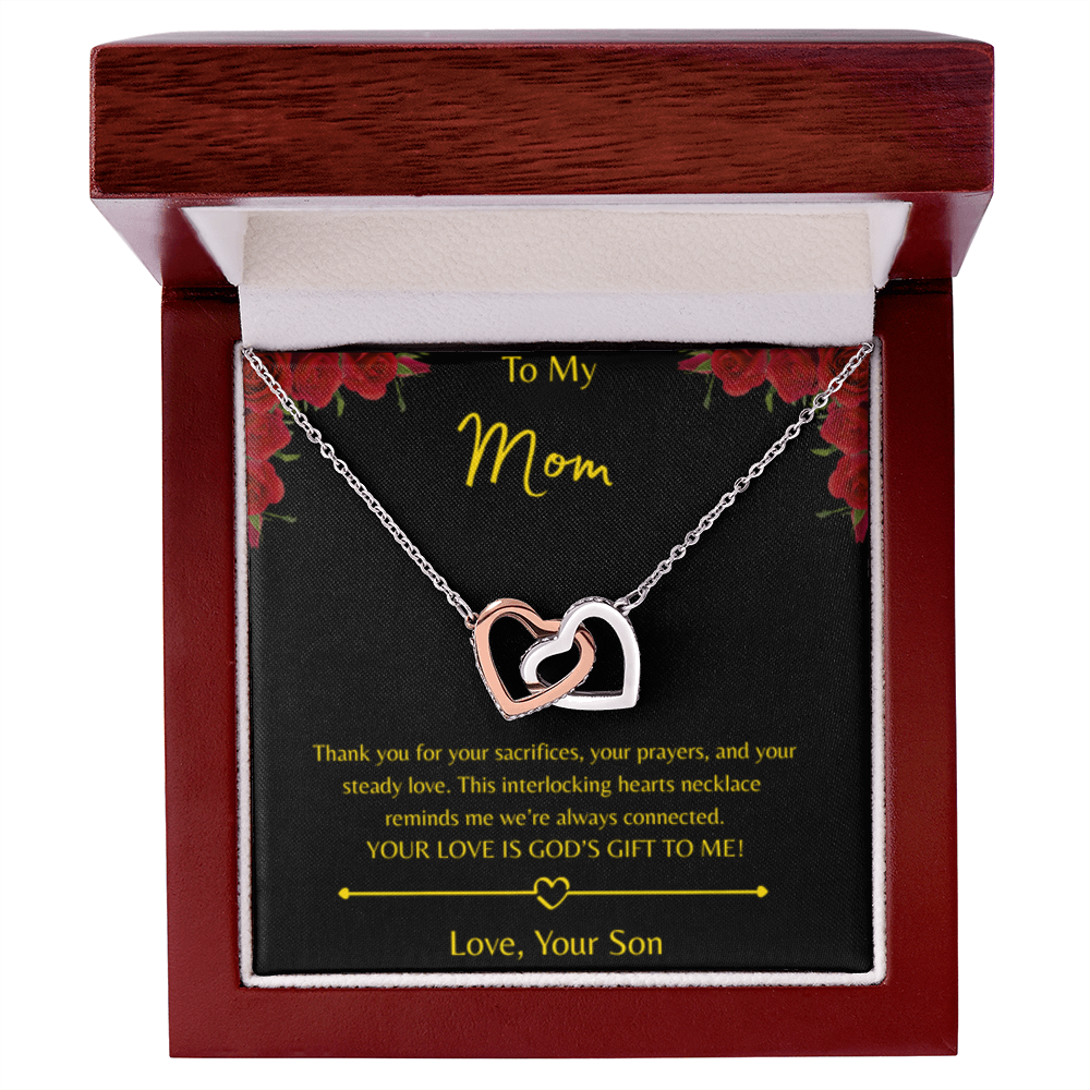 To My Mom – Double Heart Necklace (Interlocking Hearts) - Love Your Son