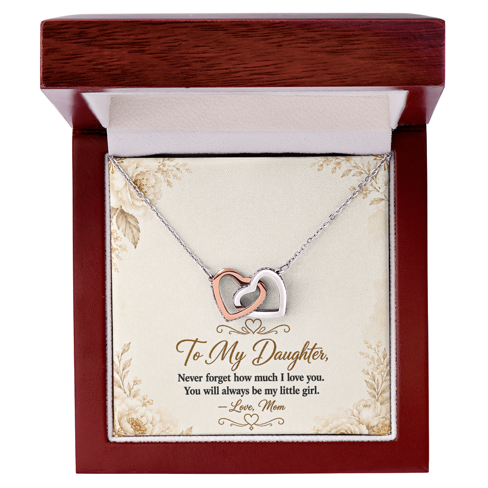 To My Daughter - Double Heart -  Interlocking Hearts Necklace