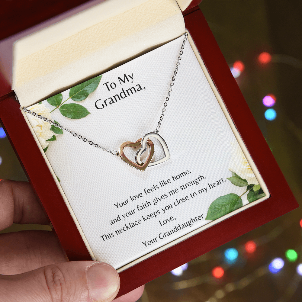 To My Grandma – Double Heart - Interlocking Hearts Necklace - Your Love Feels Like Home