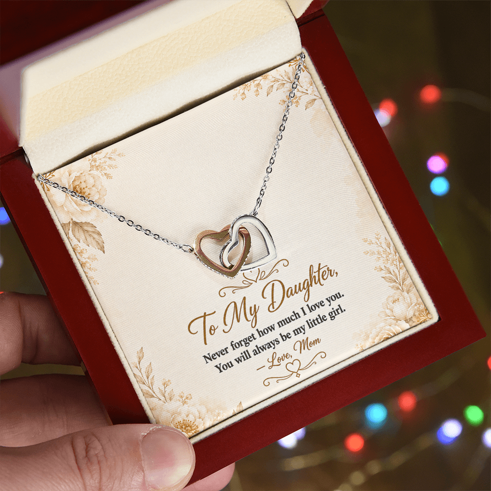 To My Daughter - Double Heart -  Interlocking Hearts Necklace