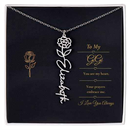 To My GiGi Necklace – Personalized Flower Name Necklace Gift for GiGi