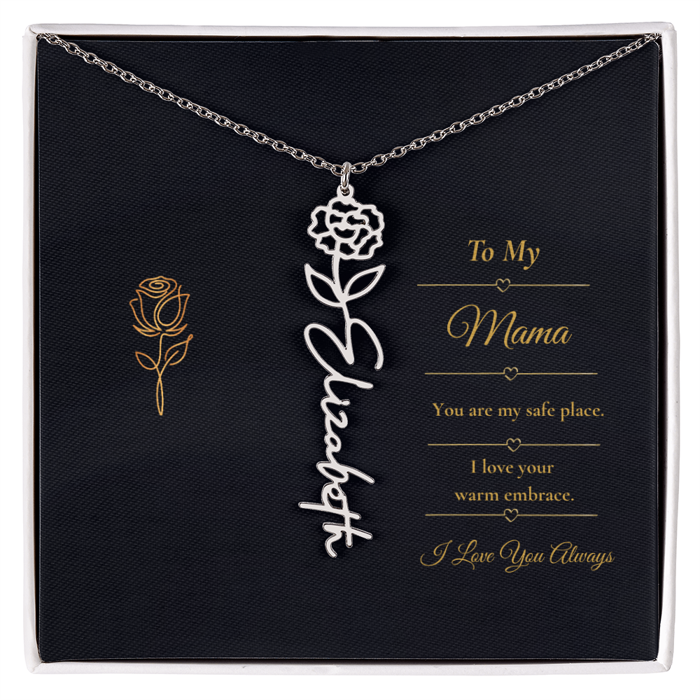To My Mama Necklace – Personalized Flower Name Necklace Gift for Mama