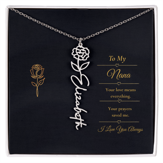 To My Nana Necklace – Personalized Flower Name Necklace Gift for Nana