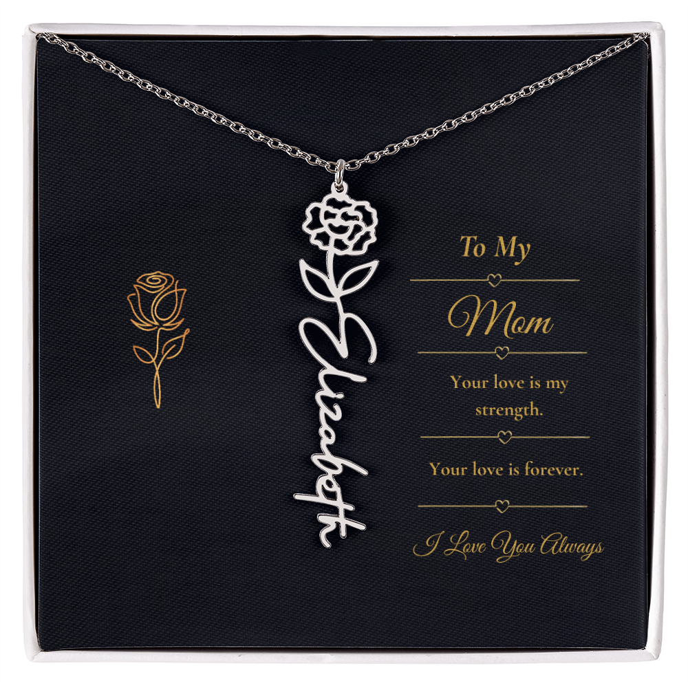 To My Mom Necklace – Personalized Flower Name Necklace Gift for Mom