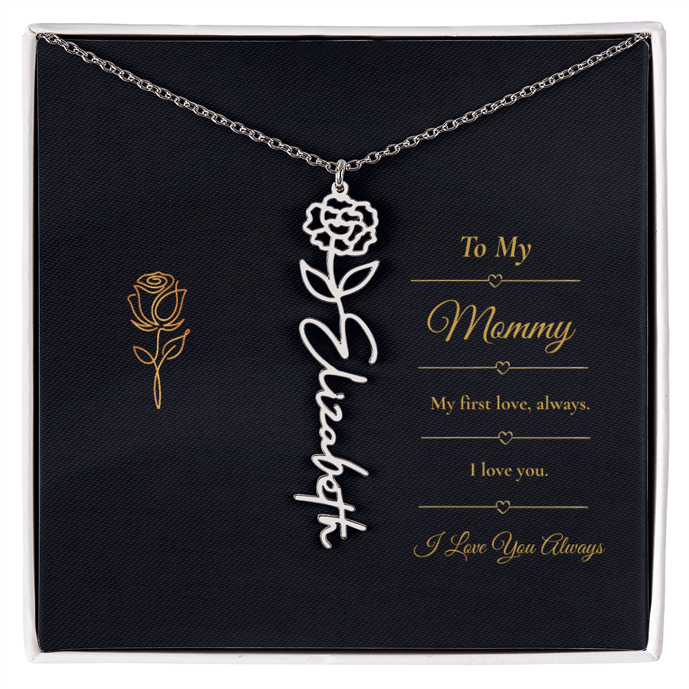 To My Mommy Necklace – Personalized Flower Name Necklace Gift for Mommy