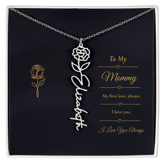 To My Mommy Necklace – Personalized Flower Name Necklace Gift for Mommy