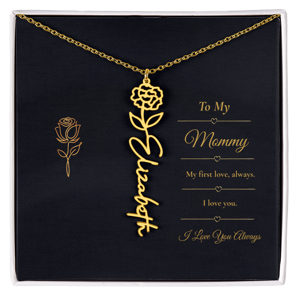 To My Mommy Necklace – Personalized Flower Name Necklace Gift for Mommy
