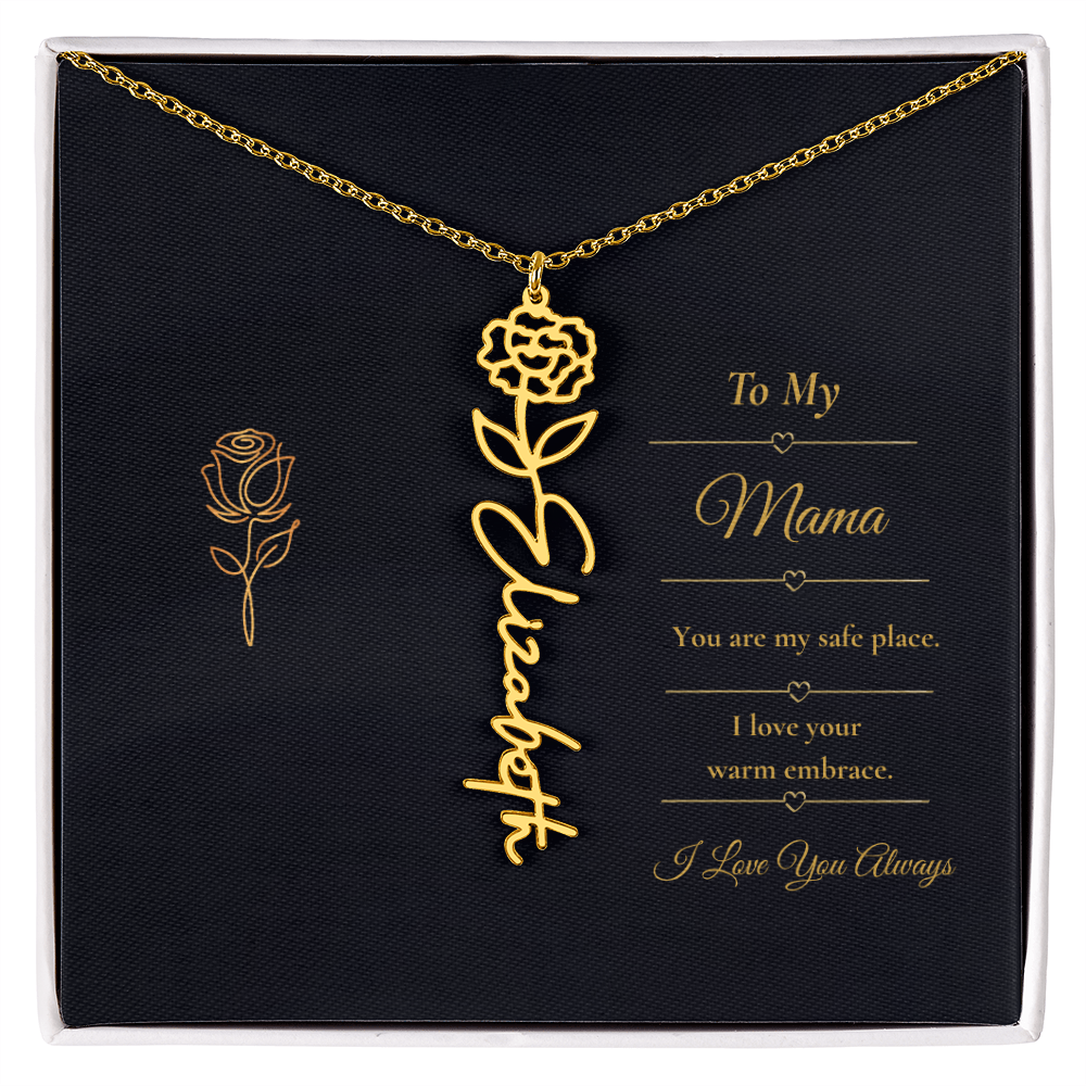 To My Mama Necklace – Personalized Flower Name Necklace Gift for Mama