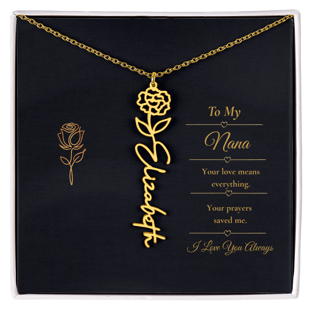 To My Nana Necklace – Personalized Flower Name Necklace Gift for Nana