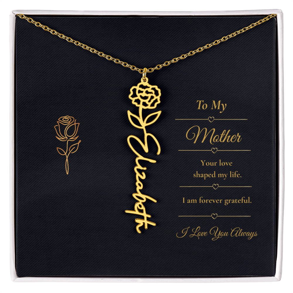 To My Mother Necklace – Personalized Flower Name Necklace Gift for Mother