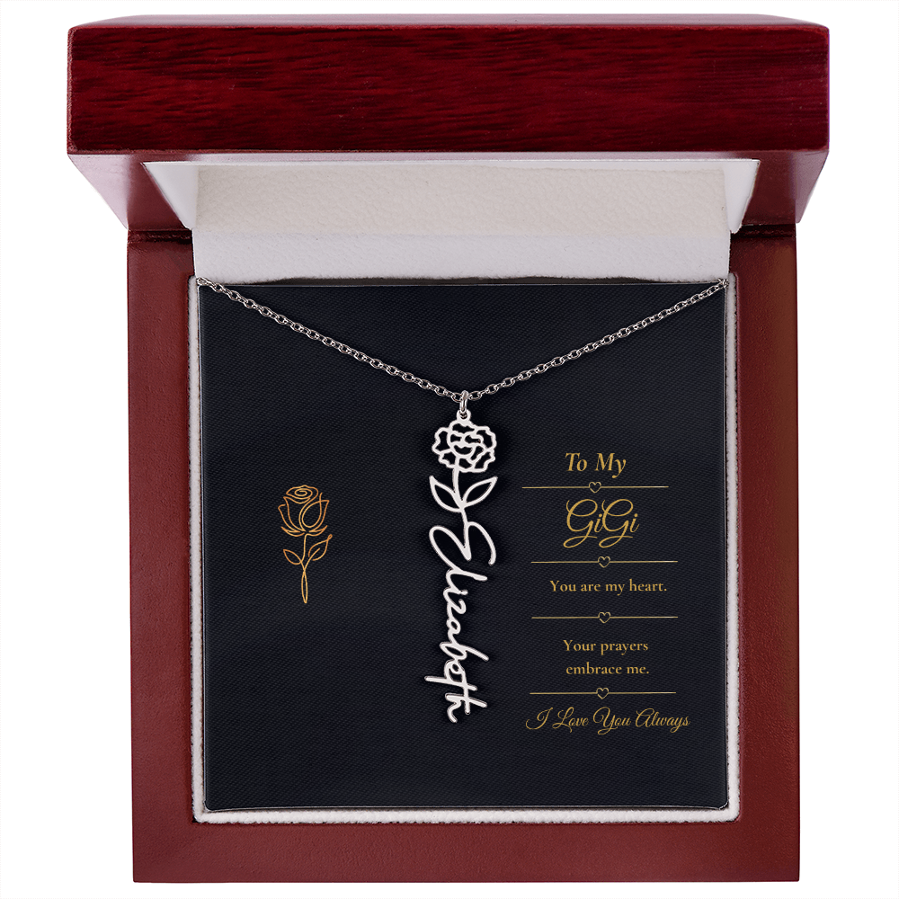 To My GiGi Necklace – Personalized Flower Name Necklace Gift for GiGi