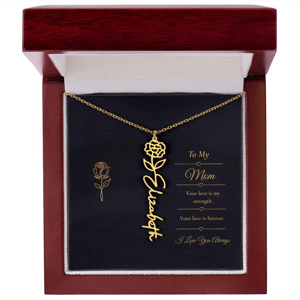 To My Mom Necklace – Personalized Flower Name Necklace Gift for Mom