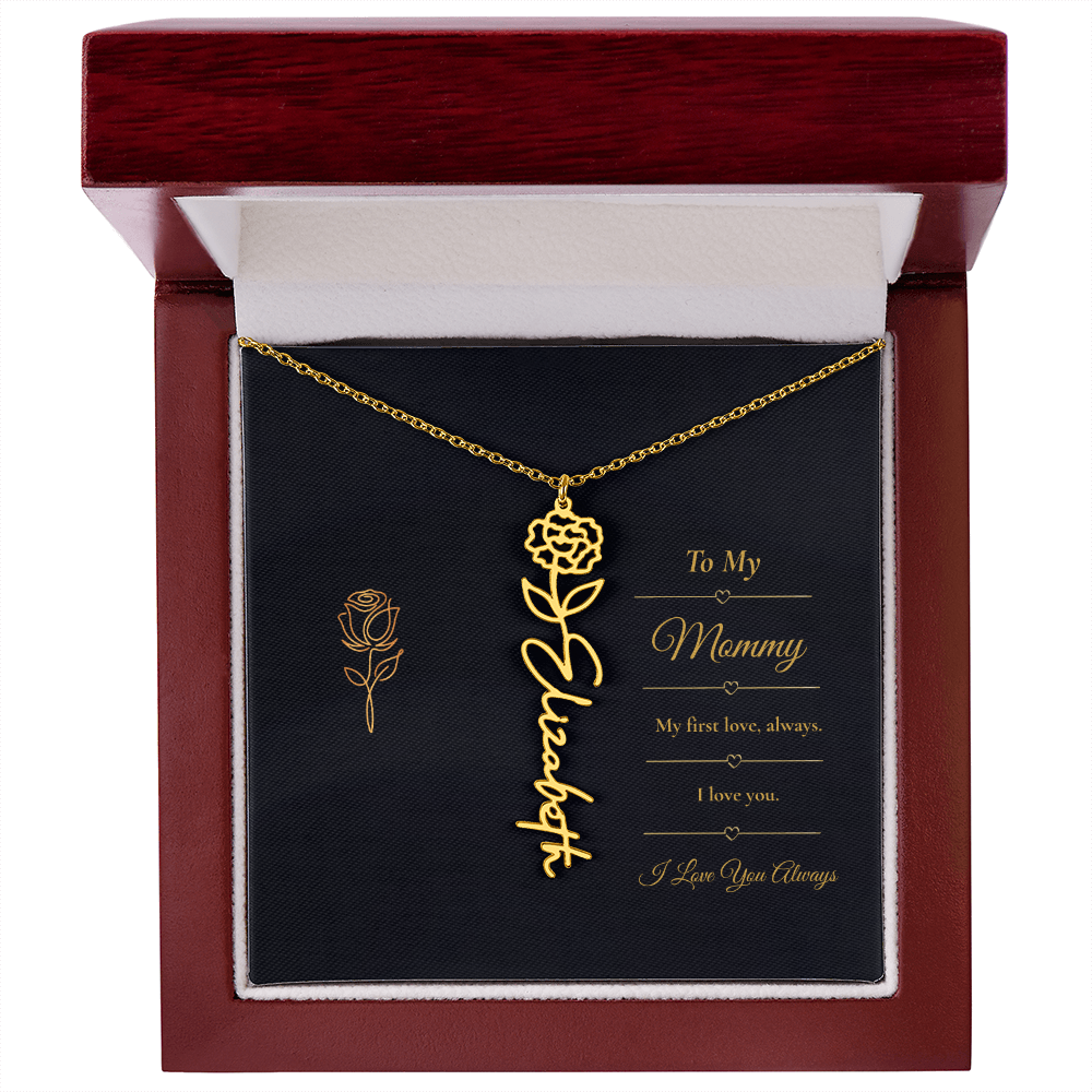 To My Mommy Necklace – Personalized Flower Name Necklace Gift for Mommy