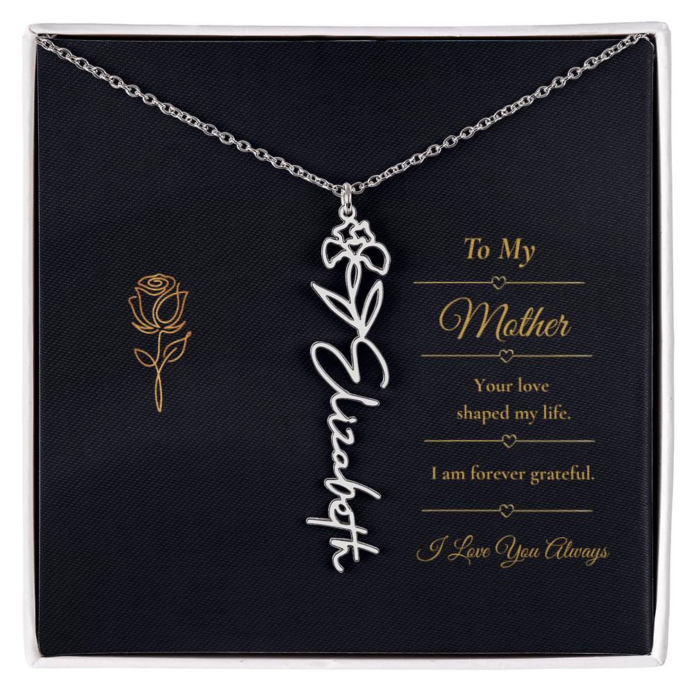 To My Mother Necklace – Personalized Flower Name Necklace Gift for Mother