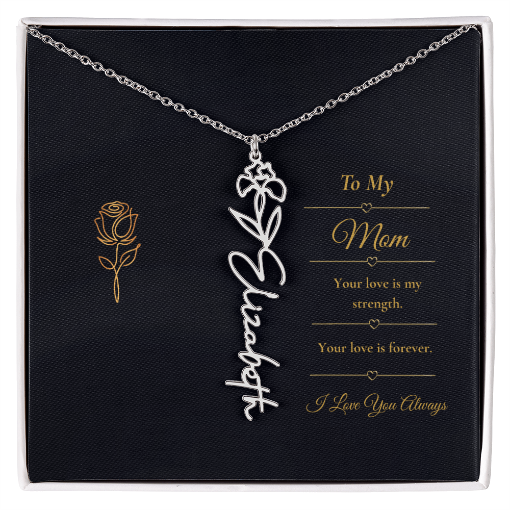To My Mom Necklace – Personalized Flower Name Necklace Gift for Mom