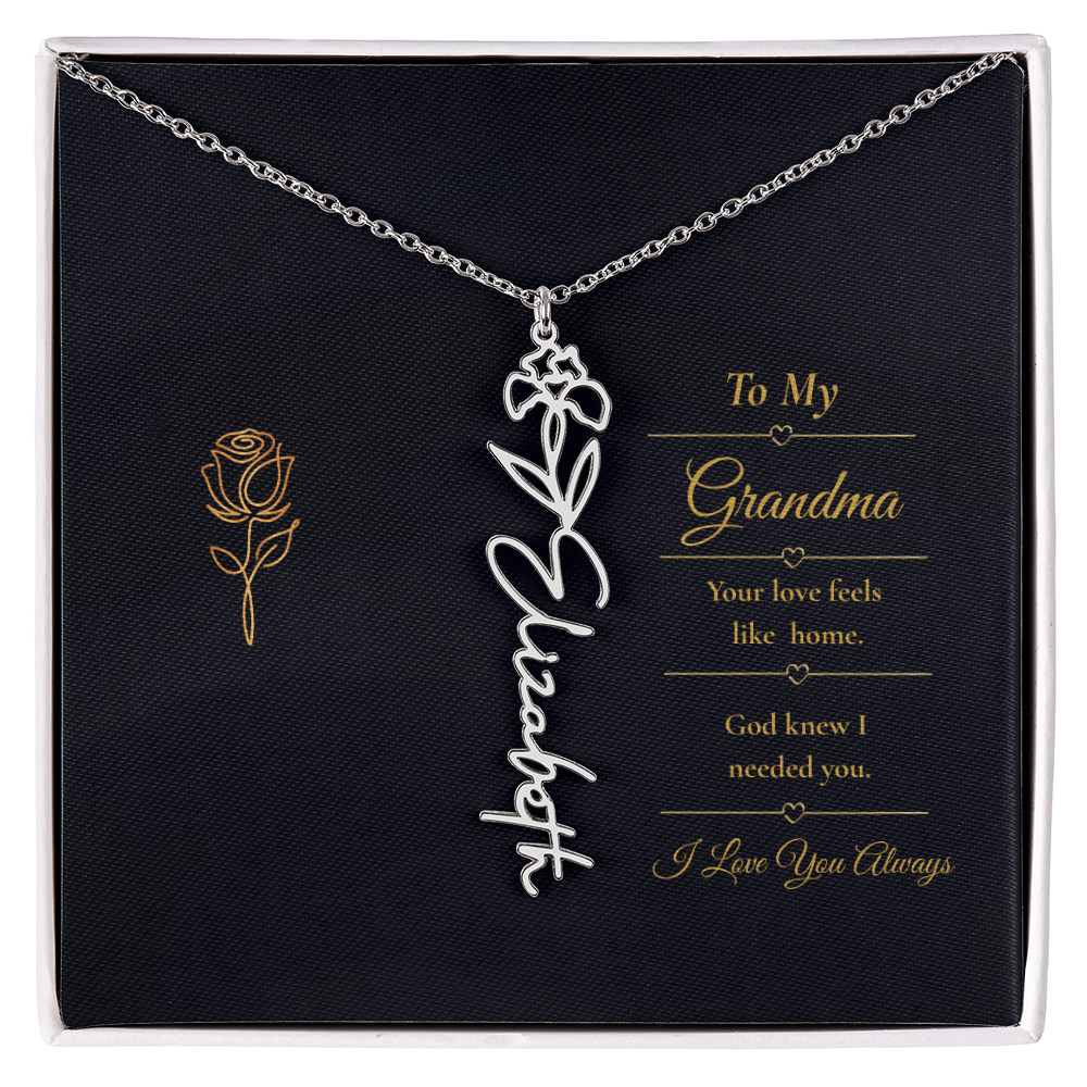 To  My Grandma Necklace – Personalized Flower Name Necklace, Meaningful Gift for Grandma, Jewelry That Says I Love You