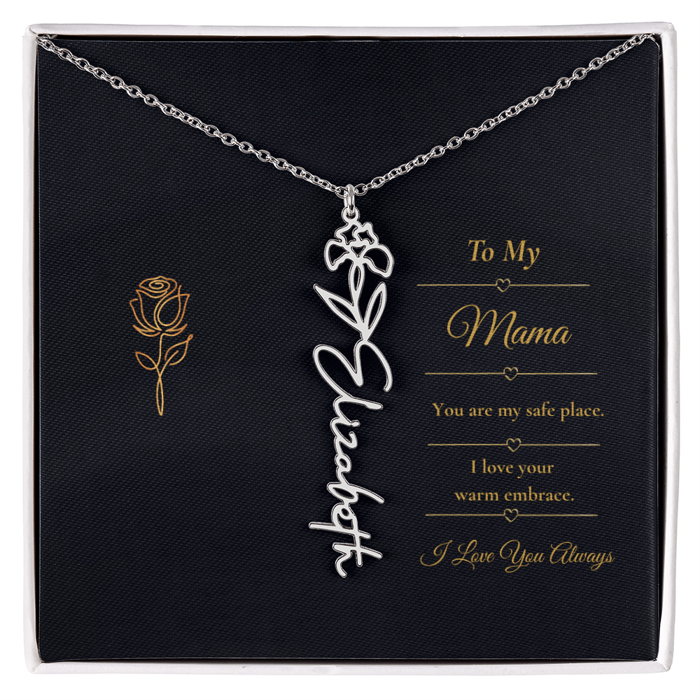 To My Mama Necklace – Personalized Flower Name Necklace Gift for Mama