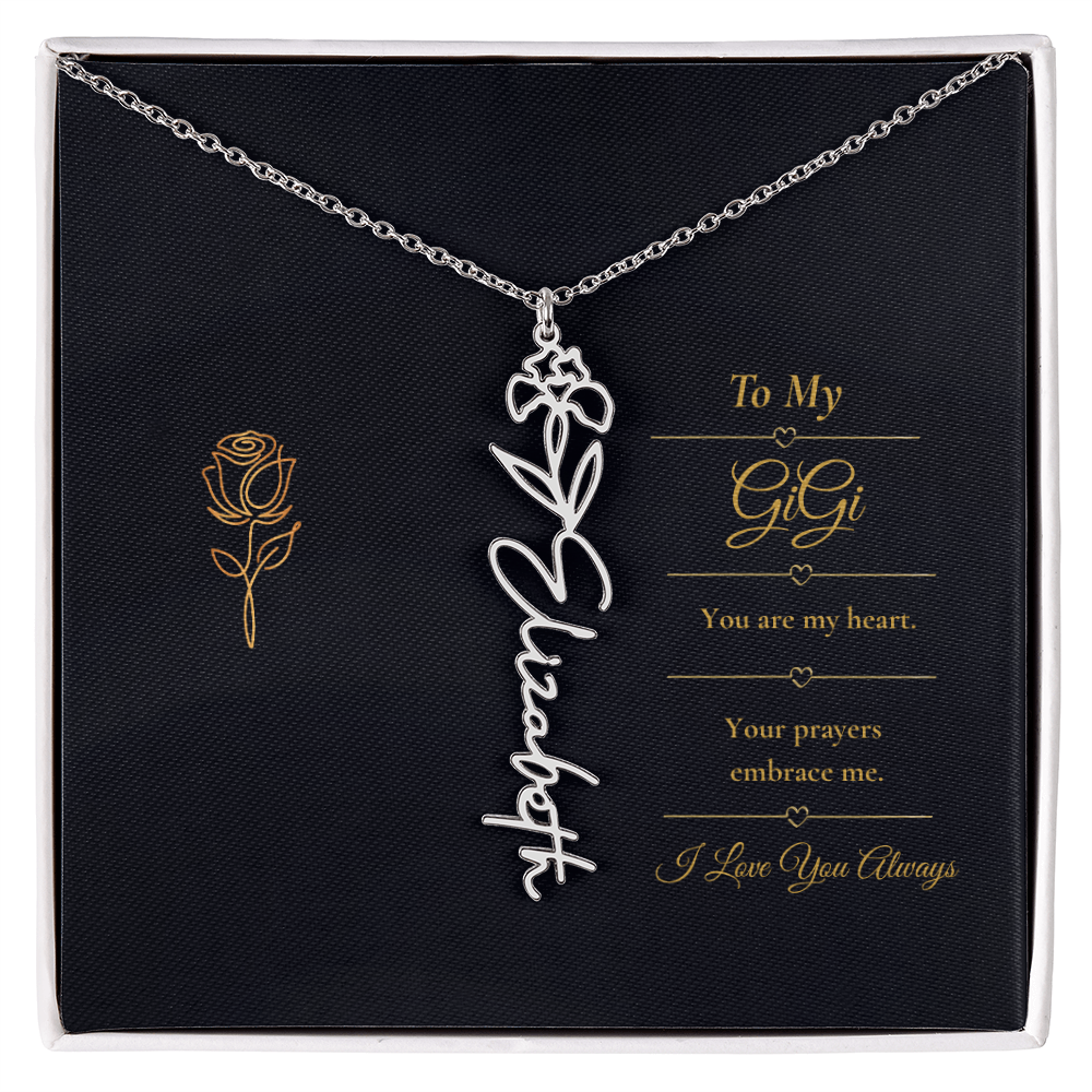 To My GiGi Necklace – Personalized Flower Name Necklace Gift for GiGi