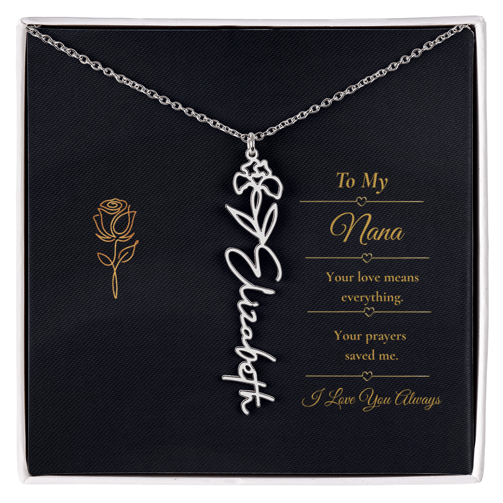 To My Nana Necklace – Personalized Flower Name Necklace Gift for Nana