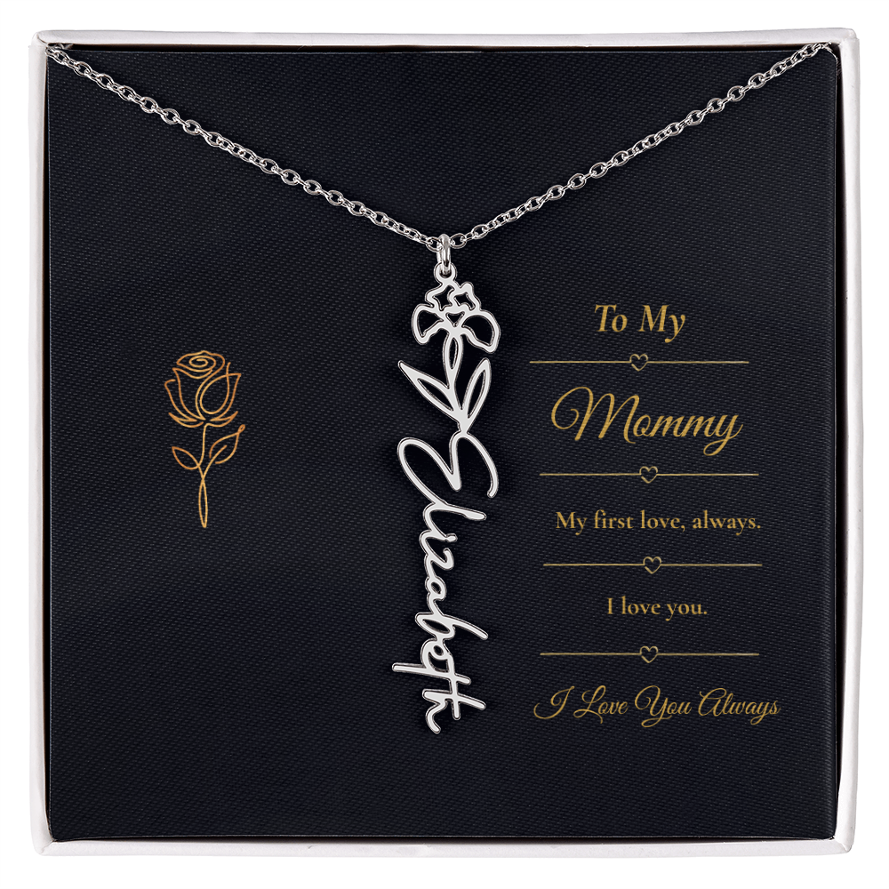 To My Mommy Necklace – Personalized Flower Name Necklace Gift for Mommy