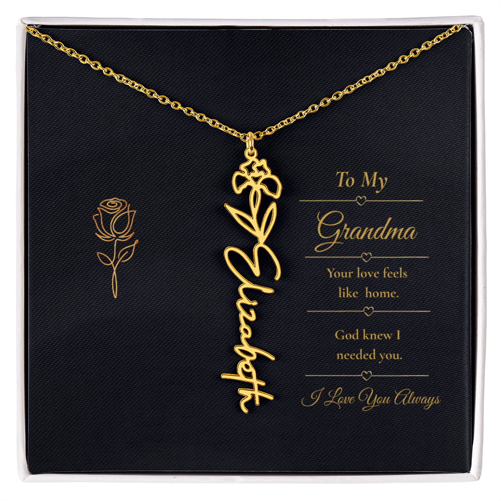 To  My Grandma Necklace – Personalized Flower Name Necklace, Meaningful Gift for Grandma, Jewelry That Says I Love You