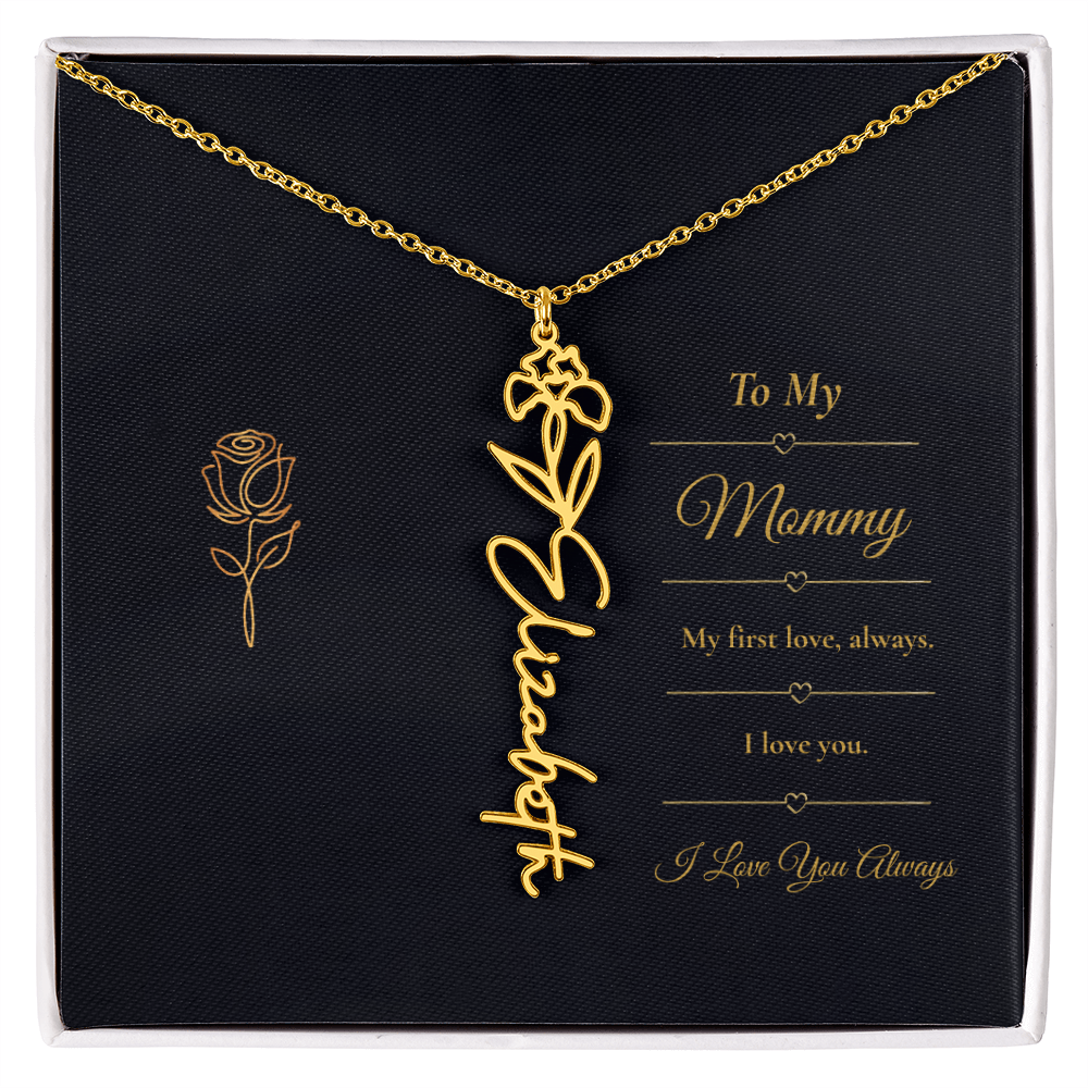To My Mommy Necklace – Personalized Flower Name Necklace Gift for Mommy