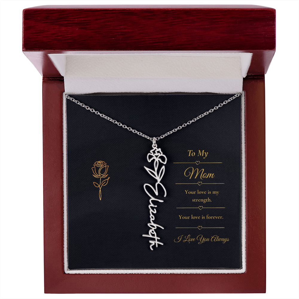 To My Mom Necklace – Personalized Flower Name Necklace Gift for Mom