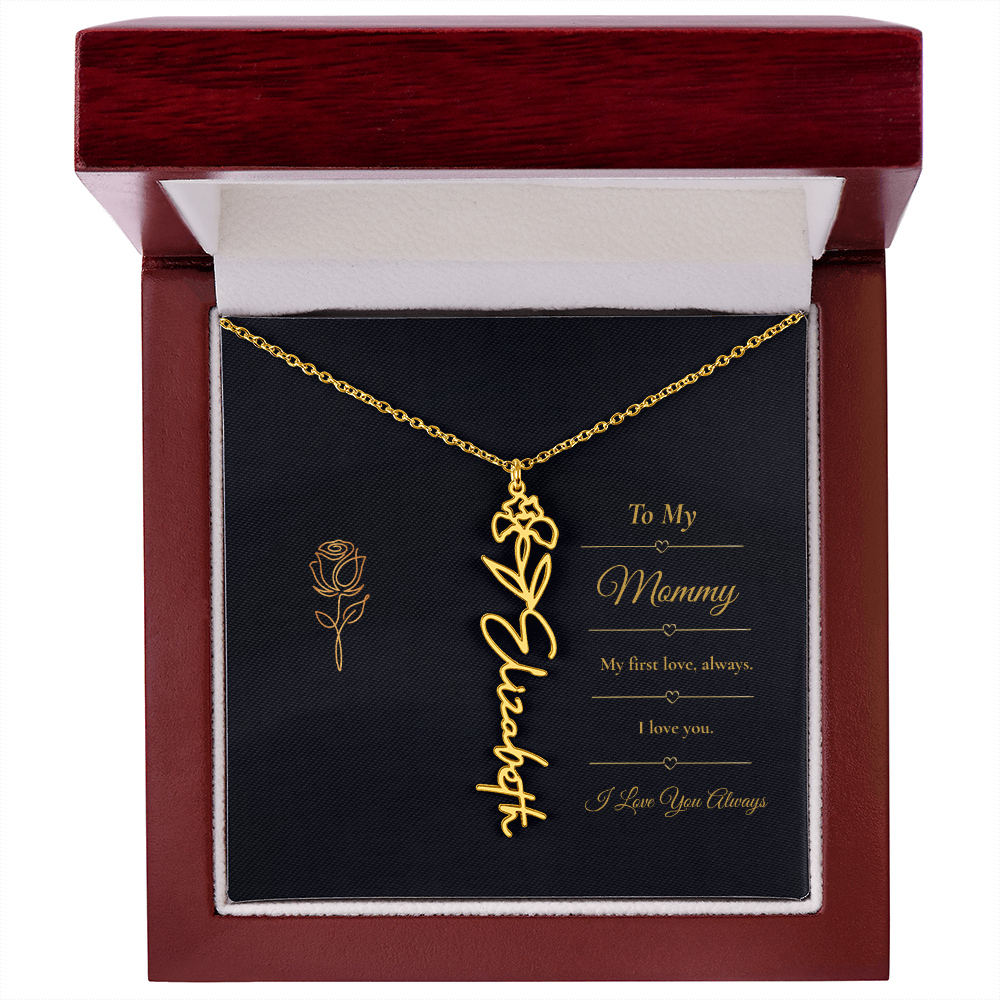 To My Mommy Necklace – Personalized Flower Name Necklace Gift for Mommy