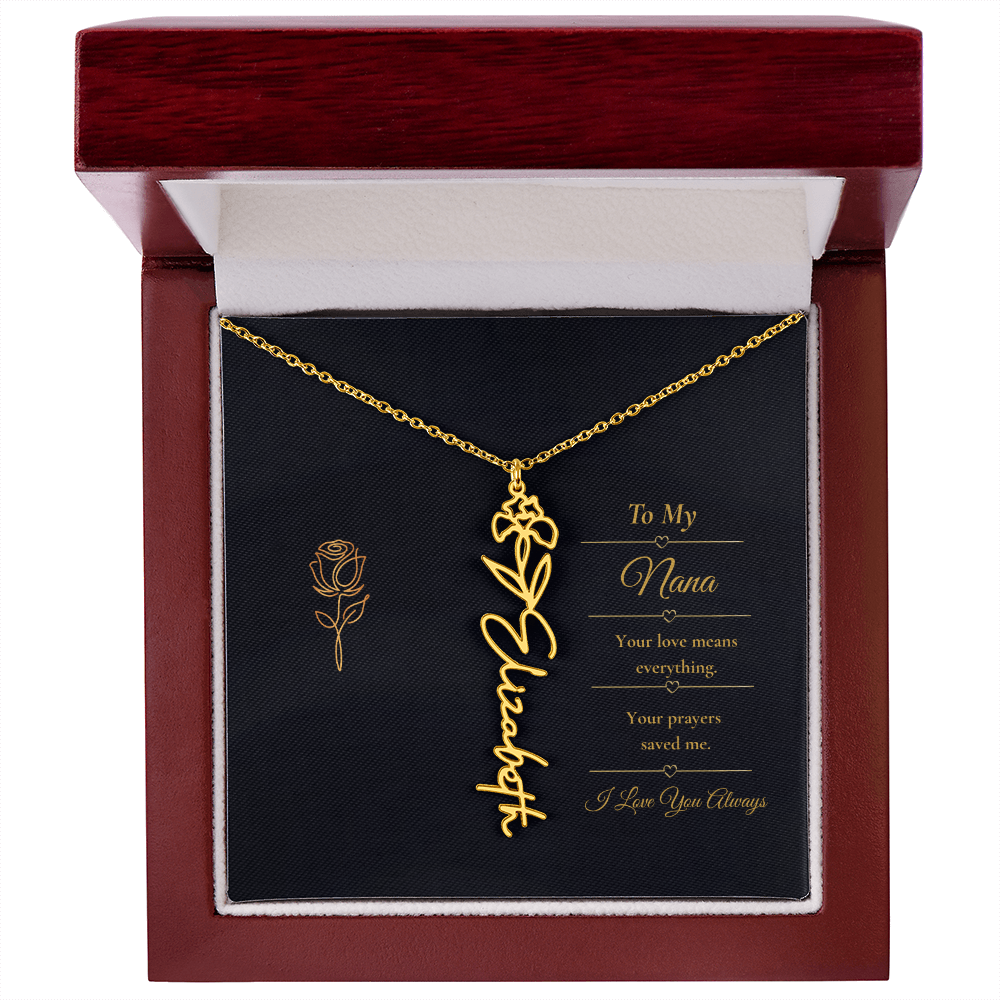 To My Nana Necklace – Personalized Flower Name Necklace Gift for Nana