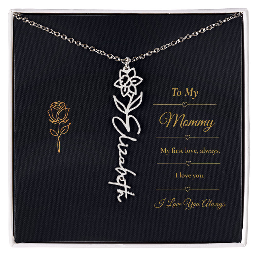 To My Mommy Necklace – Personalized Flower Name Necklace Gift for Mommy