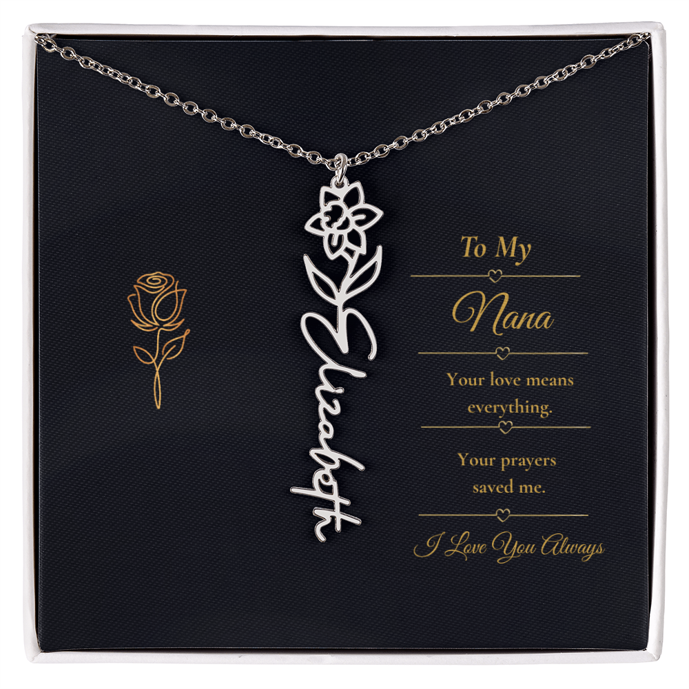 To My Nana Necklace – Personalized Flower Name Necklace Gift for Nana